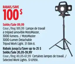 Canadian Tire MotoMaster tripod work light offer