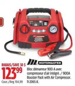 Canadian Tire Motomaster 900A booster pack with air compressor offer