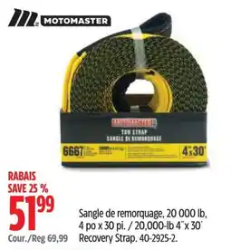 Canadian Tire Motomaster recovery strap offer