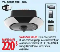 Canadian Tire Chamberlain garage door opener with camera offer