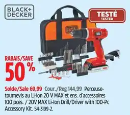 Canadian Tire Black+Decker 20V MAX Li-ion Drill/Driver with 100-Pc Accessory Kit offer