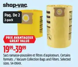 Canadian Tire Shopvac vacuum collection bags and filters offer
