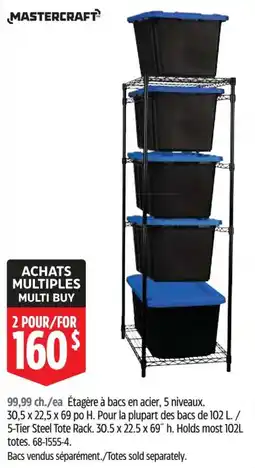 Canadian Tire Mastercraft 5-tier steel tote rack offer