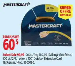 Canadian Tire Mastercraft outdoor extension cord offer