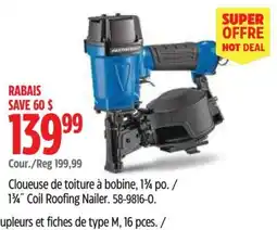 Canadian Tire Mastercraft coil roofing nailer offer