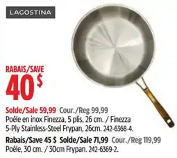 Canadian Tire Lagostina poêle en inox Finezza, 5 plis, 26 cm offer
