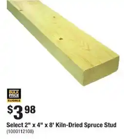 Home Depot Select 2" x 4" x 8' Kiln-Dried Spruce Stud offer
