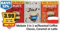 Starsky Mokate 3 in 1 w/roasted coffee classic caramel or latte offer