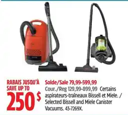 Canadian Tire Selected Bissell and Miele Canister Vacuums offer