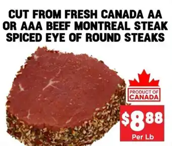 Montreal steak spiced eye of round steaks
