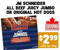 Mercato Fresh Jm schneider all beef juicy jumbo or original hot dogs offer