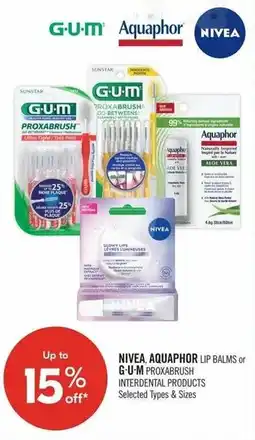 Shoppers Drug Mart Nivea, Aquaphor lip balms or G-U-M proxabrush interdental products offer