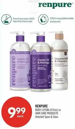 Shoppers Drug Mart Renpure body lotion or hair care products offer