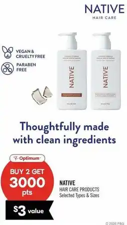 Shoppers Drug Mart Native hair care products offer