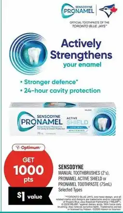 Shoppers Drug Mart Sensodyne manual toothbrushes or Pronamel toothpaste offer