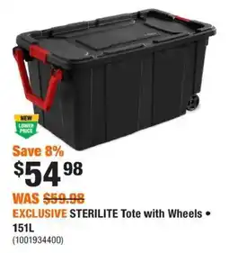 Home Depot Sterilite tote with wheels offer