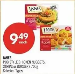 Shoppers Drug Mart Janes pub style chicken nuggets, strips or burgers offer