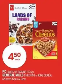 Shoppers Drug Mart PC loads of raisins general mills cheerios or kids cereal offer