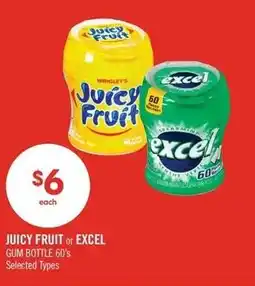 Shoppers Drug Mart Juicy Fruit or Excel Gum Bottle 60's offer