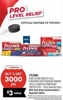 Shoppers Drug Mart Tylenol dual action tablets offer
