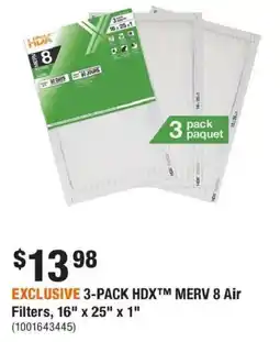 Home Depot Hdx merv 8 air filters offer