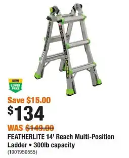 Home Depot Featherlite 14' reach multi-position ladder offer