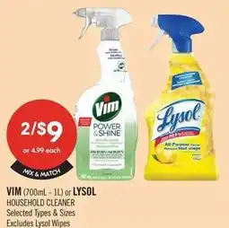 Shoppers Drug Mart Vim or Lysol Household Cleaner offer