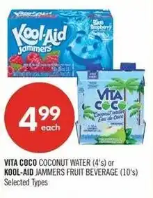 Shoppers Drug Mart Vita coco coconut water or Kool-aid jammers fruit beverage offer