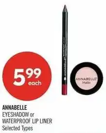 Shoppers Drug Mart Annabelle eyeshadow or waterproof lip liner offer