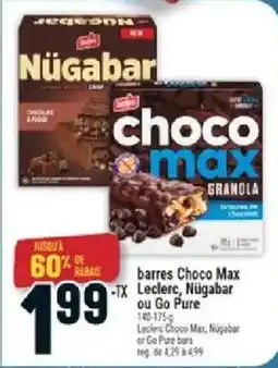 Marché Adonis Leclerc Choco Max, Nügabar or Go Pure bars offer