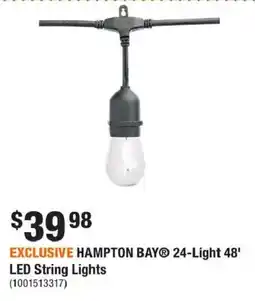 Home Depot Hampton bay 24-light 48' led string lights offer