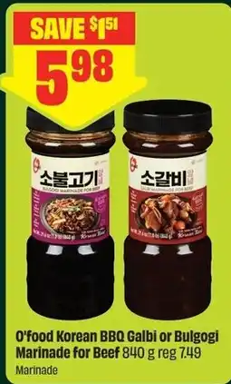 FreshCo O'food Korean BBQ Galbi or Bulgogi Marinade for Beef offer