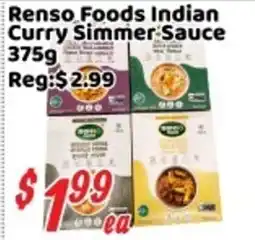 Nations Fresh Foods Renso Foods Indian Curry Simmer Sauce offer