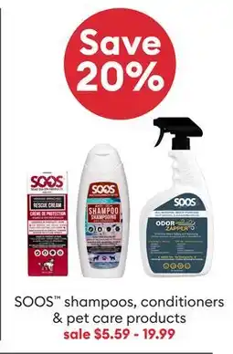 Petsmart SOOS shampoos, conditioners & pet care products offer