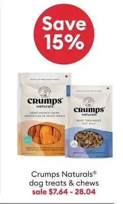 Petsmart Crumps Naturals dog treats & chews offer