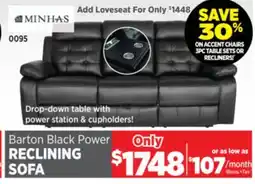 Surplus Furniture Barton Black Leather Match Power Sofa w/Drop Down offer