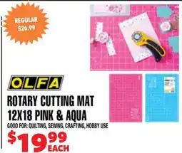 Len's Mill Stores OLFA ROTARY CUTTING MAT 12X18 PINK & AQUA offer