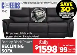 Surplus Furniture Bentley Black Power Motion Sofa w/Drop Down Table & USB offer
