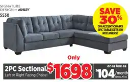 Surplus Furniture Marleton Denim 2Pc Right Chaise Sectional offer