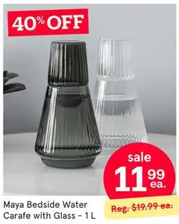 Kitchen Stuff Plus Maya Bedside Water Carafe with Glass offer