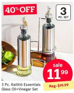 Kitchen Stuff Plus 3 Pc. Keittiö Essentials Glass Oil+Vinegar Set offer