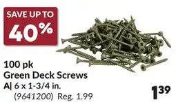 Princess Auto 100 pk Green Deck Screws offer