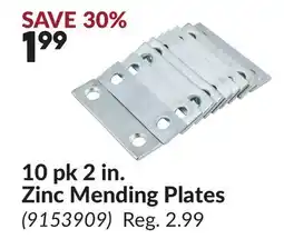 Princess Auto 10 pk 2 in. Zinc Mending Plates offer