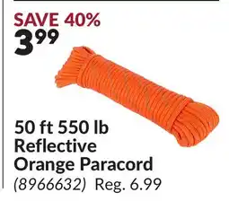 Princess Auto 50 ft 550 lb Reflective Orange Paracord offer