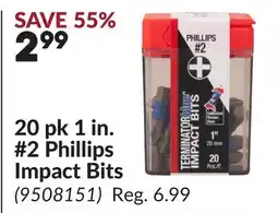 Princess Auto 20 pk 1 in. #2 Phillips Impact Bits offer