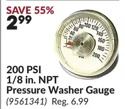 Princess Auto 200 PSI 1/8 in. NPT Pressure Washer Gauge offer