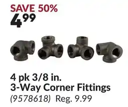 Princess Auto 4 pk 3/8 in. 3-Way Corner Fittings offer