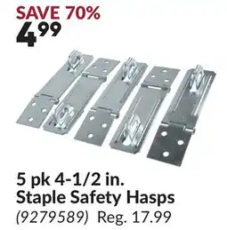 Princess Auto 5 pk 4-1/2 in. Staple Safety Hasps offer