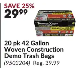 Princess Auto 20 pk 42 Gallon Woven Construction Demo Trash Bags offer
