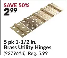 Princess Auto 5 pk 1-1/2 in. Brass Utility Hinges offer